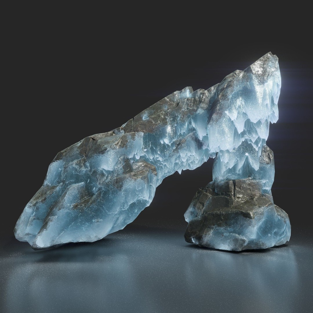Frozen Rock 3D Model – Low Poly Ice Asset with PBR Textures - View 4