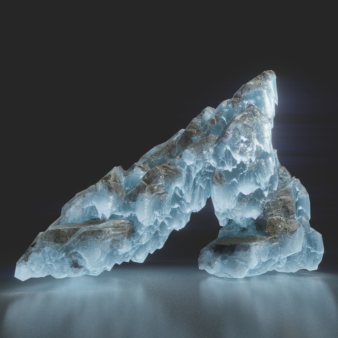 Frozen Rock 3D Model – Low Poly Ice Asset with PBR Textures - View 5