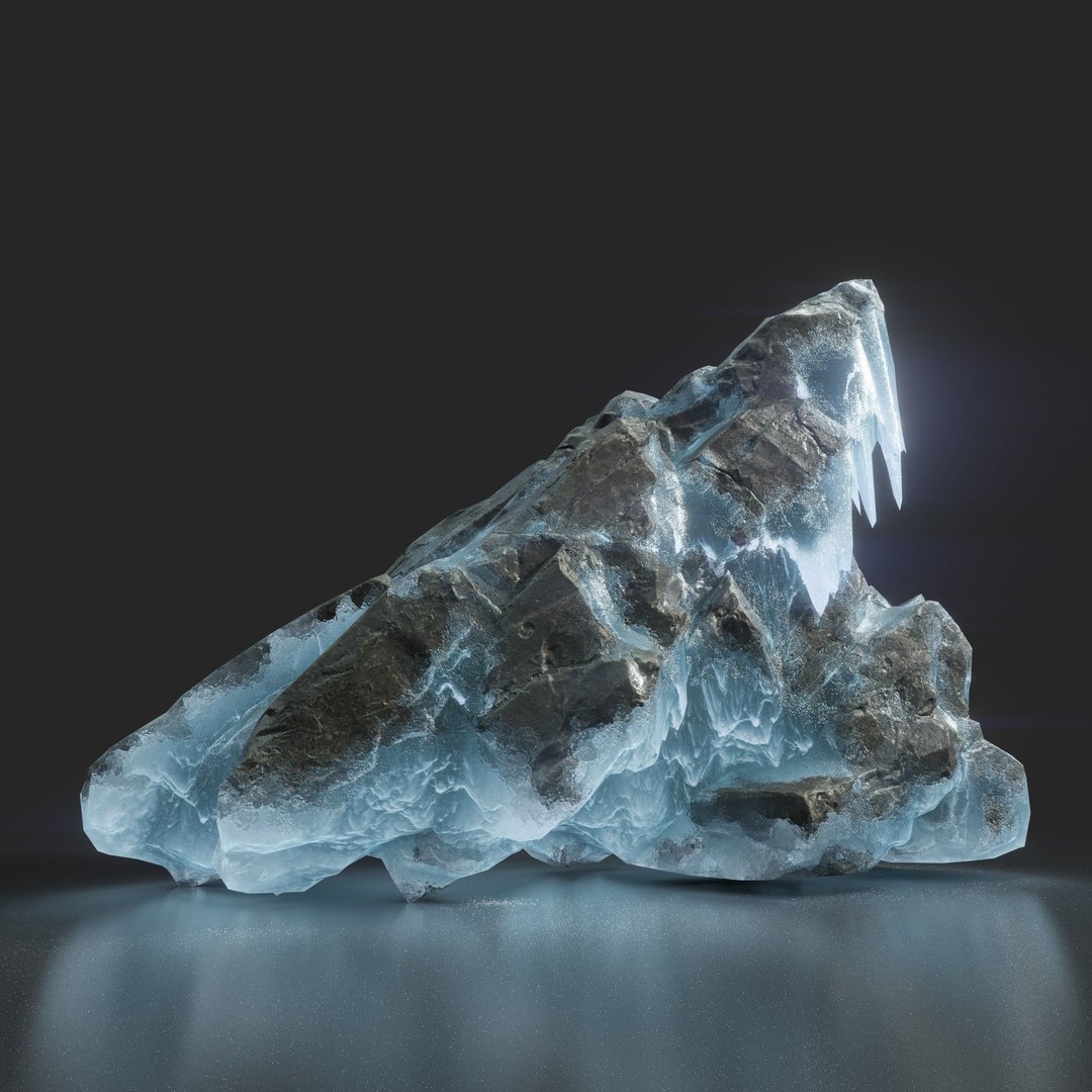 Frozen Rock 3D Model – Low Poly Ice Asset with PBR Textures - View 6