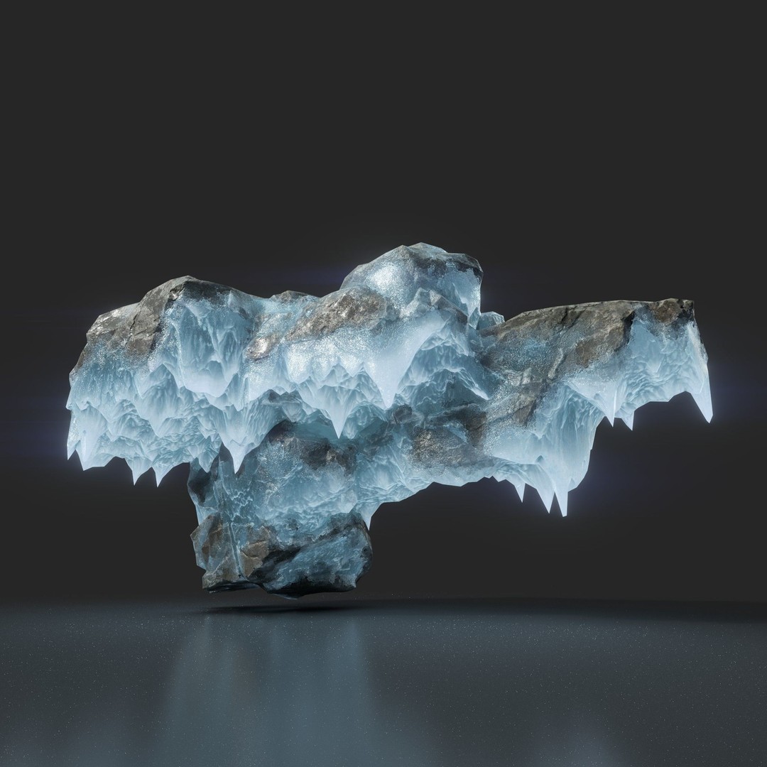 Frozen Rock 3D Model – Low Poly Ice Asset with PBR Textures - View 7