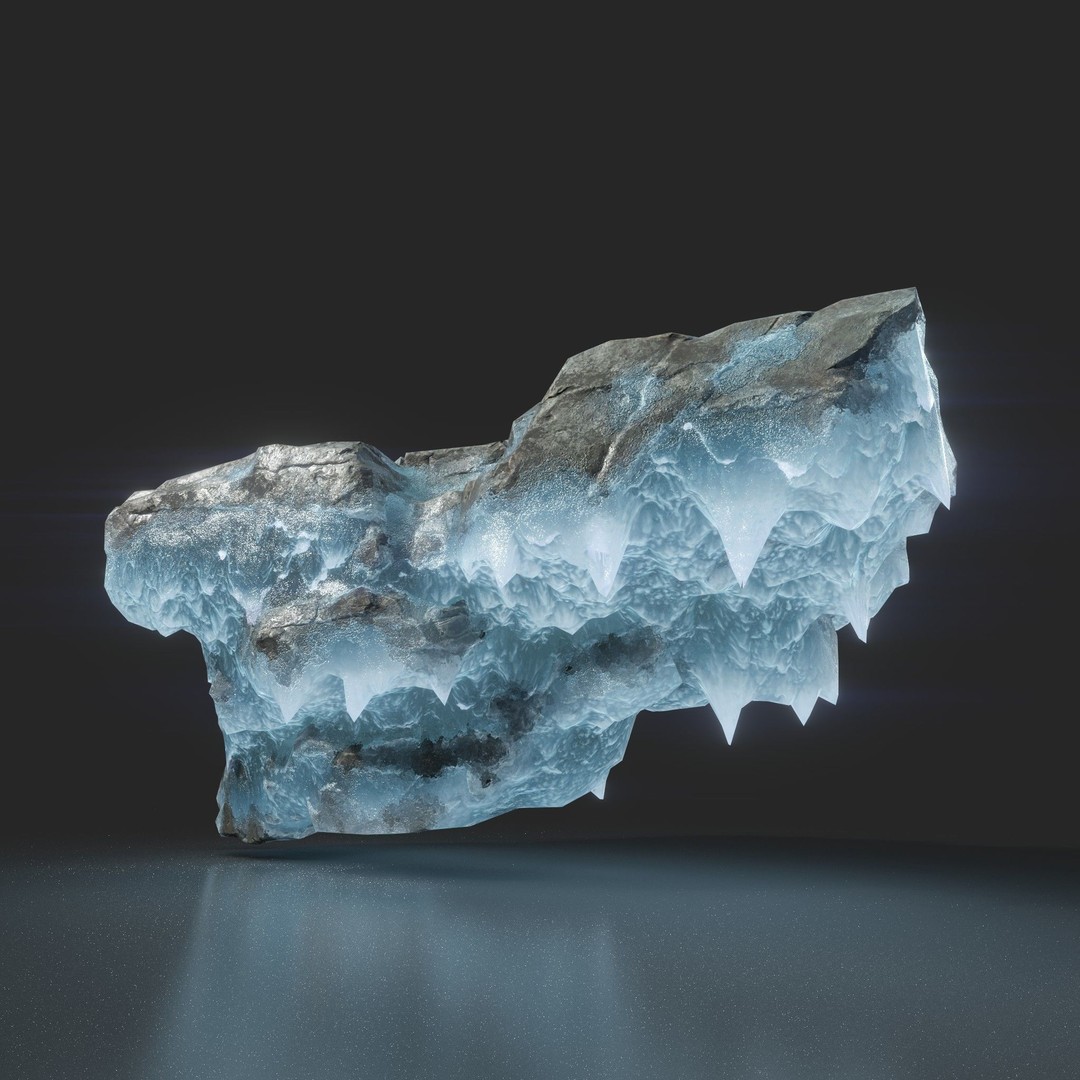 Frozen Rock 3D Model – Low Poly Ice Asset with PBR Textures - View 8
