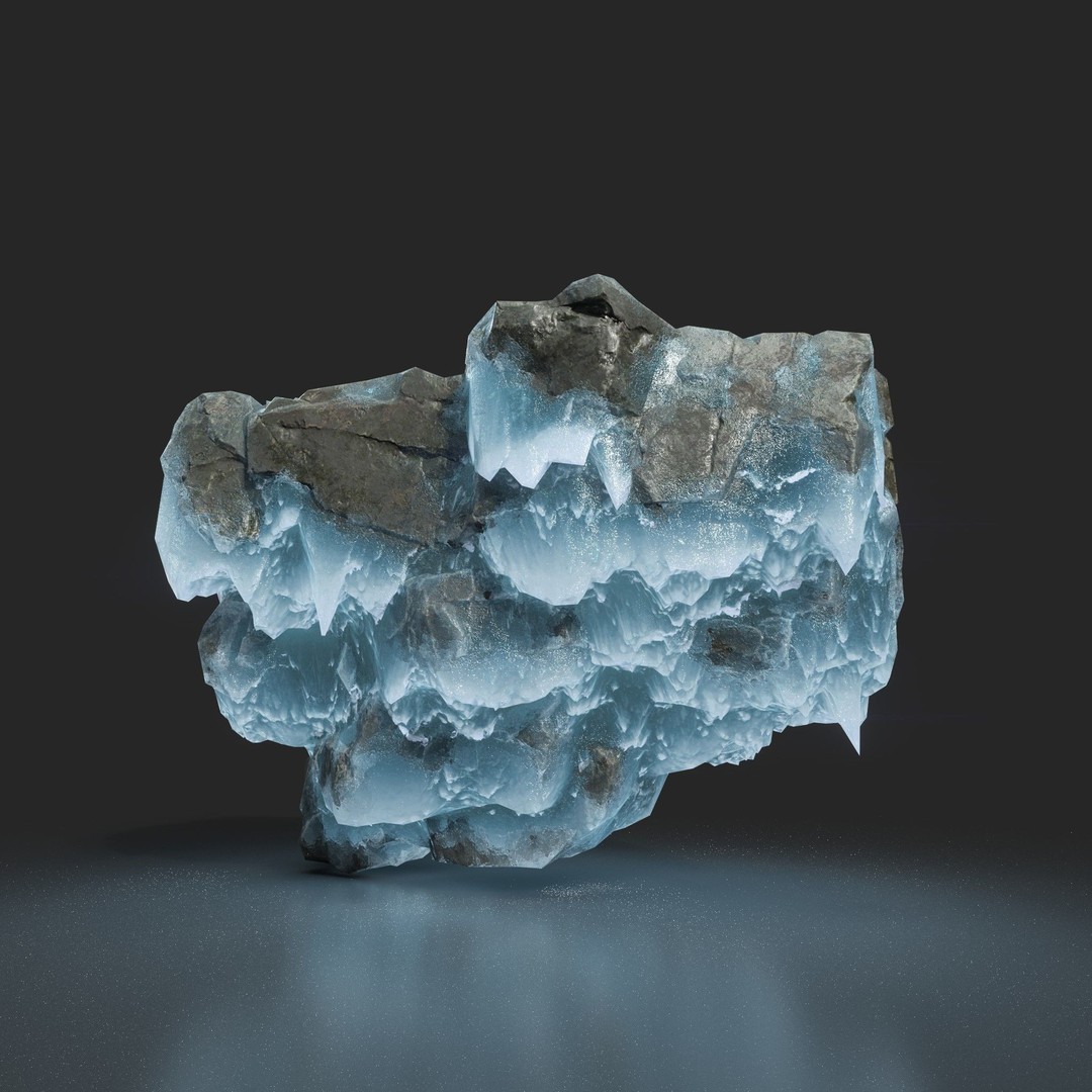 Frozen Rock 3D Model – Low Poly Ice Asset with PBR Textures - View 9