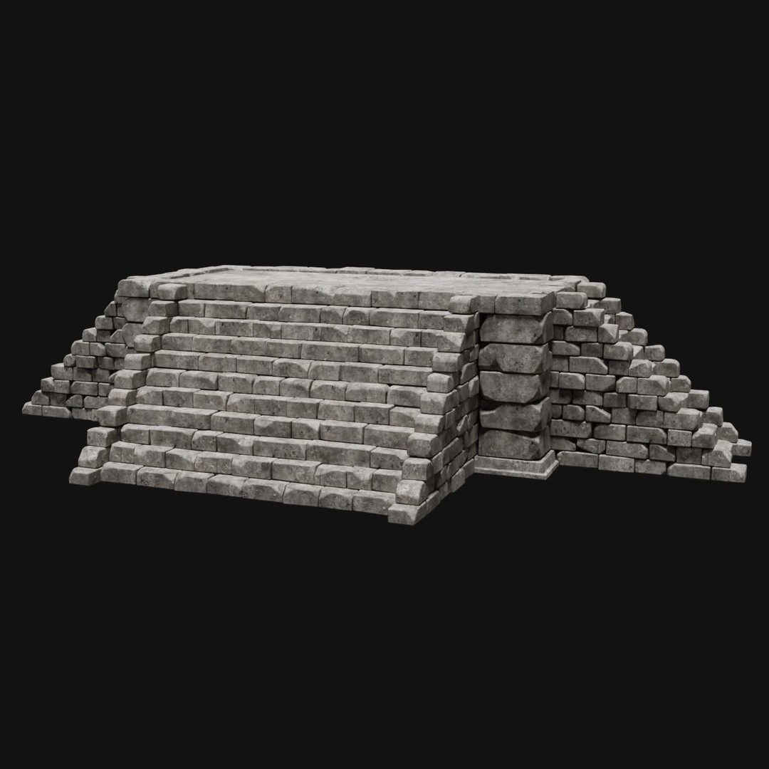 Aztec Stone Platform Stairs 3D Model – Low Poly Game Asset, FBX & OBJ - View 19
