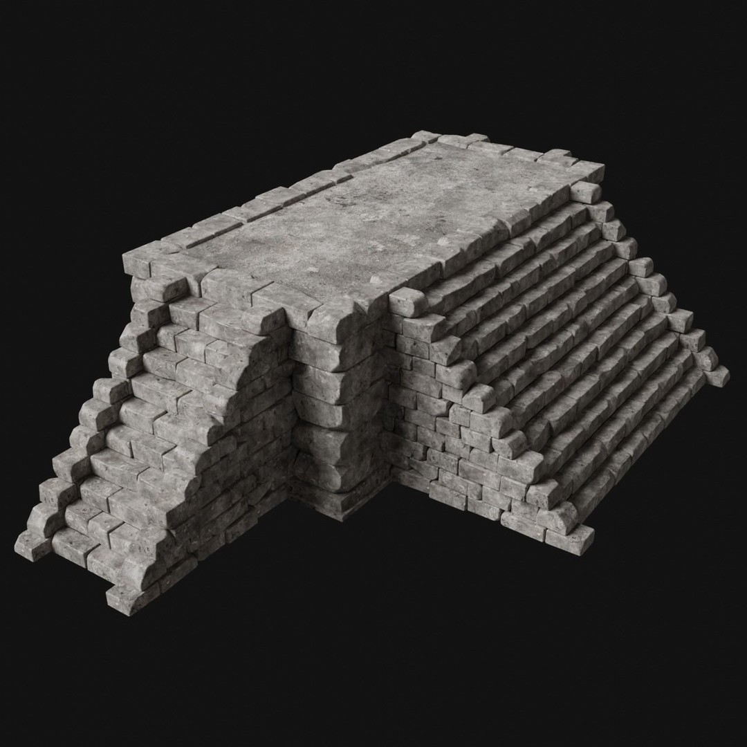 Aztec Stone Platform Stairs 3D Model – Low Poly Game Asset, FBX & OBJ - View 20