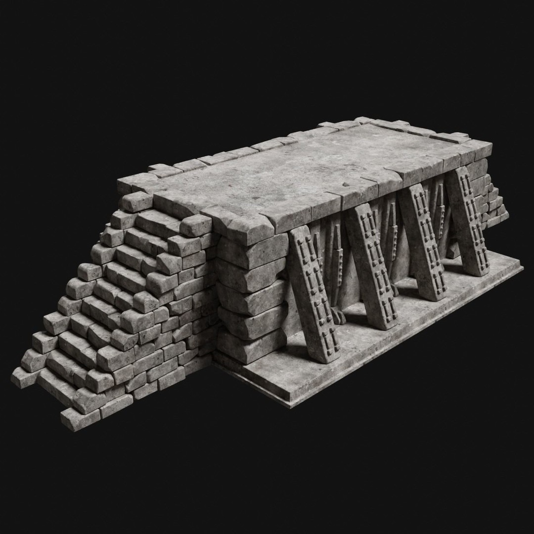 Aztec Stone Platform Stairs 3D Model – Low Poly Game Asset, FBX & OBJ - View 21