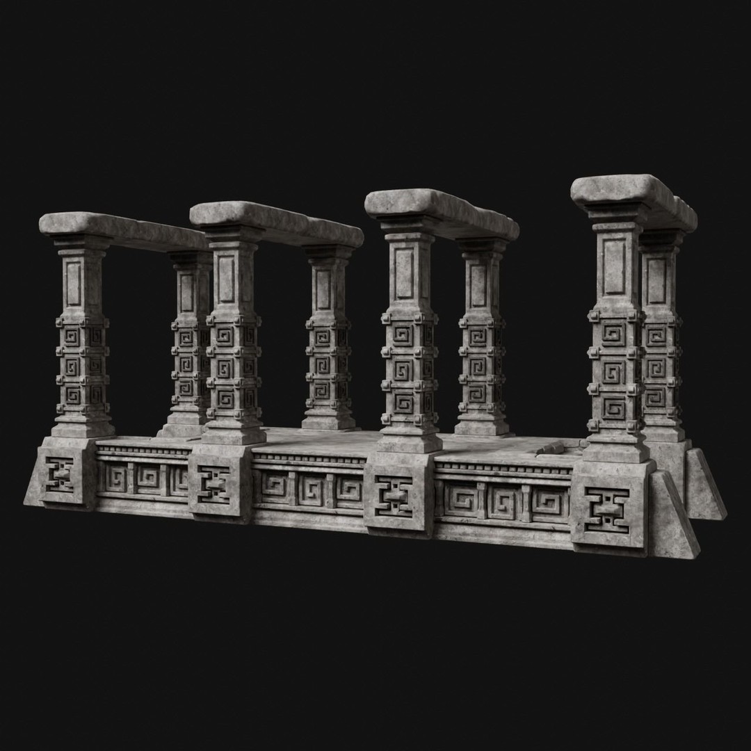 Aztec Stone Platform Stairs 3D Model – Low Poly Game Asset, FBX & OBJ - View 27