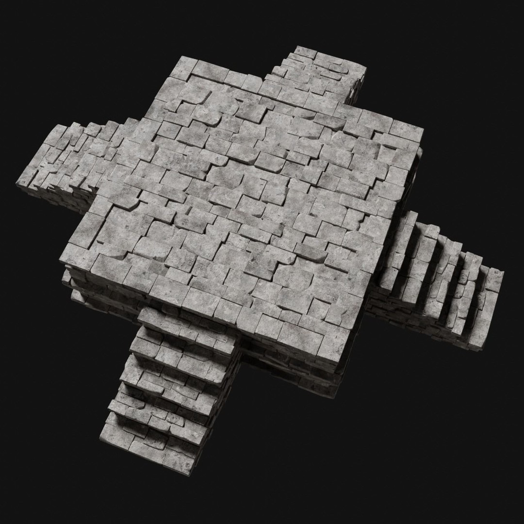 Aztec Stone Platform Stairs 3D Model – Low Poly Game Asset, FBX & OBJ - View 5