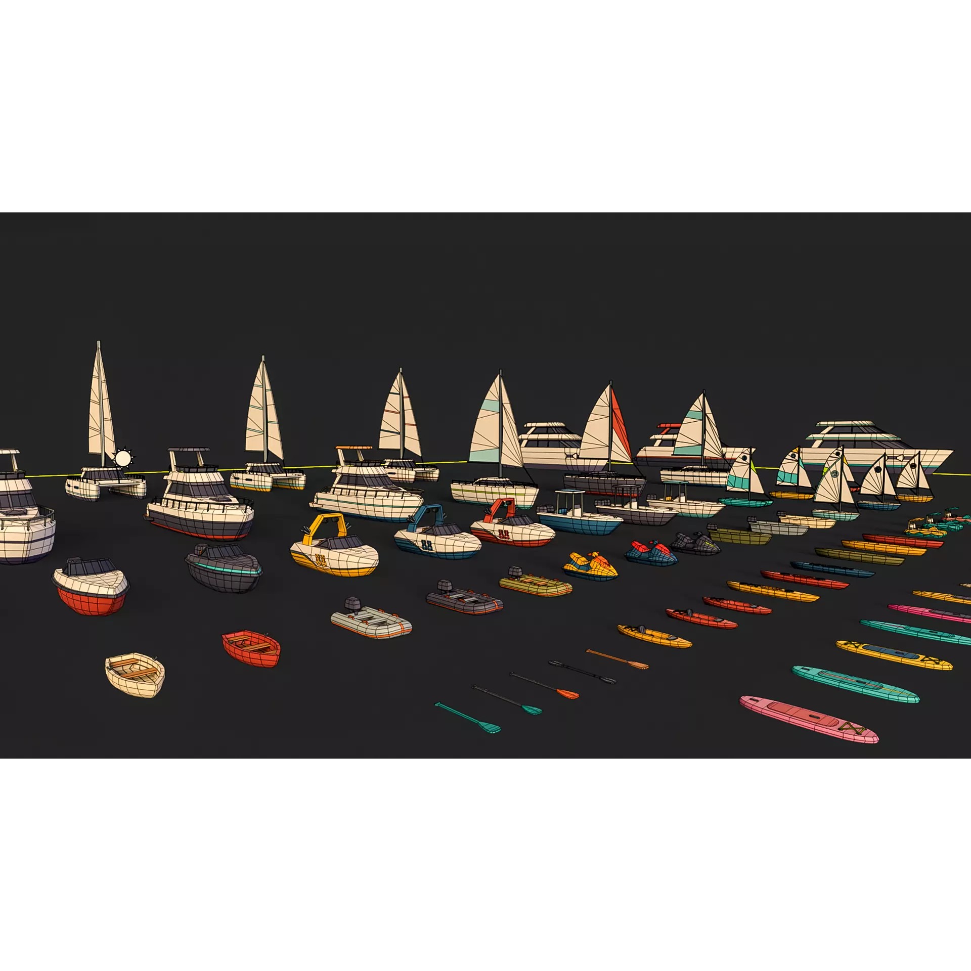 Stylized Watercraft Pack - Low-Poly Game-Ready 3D Model