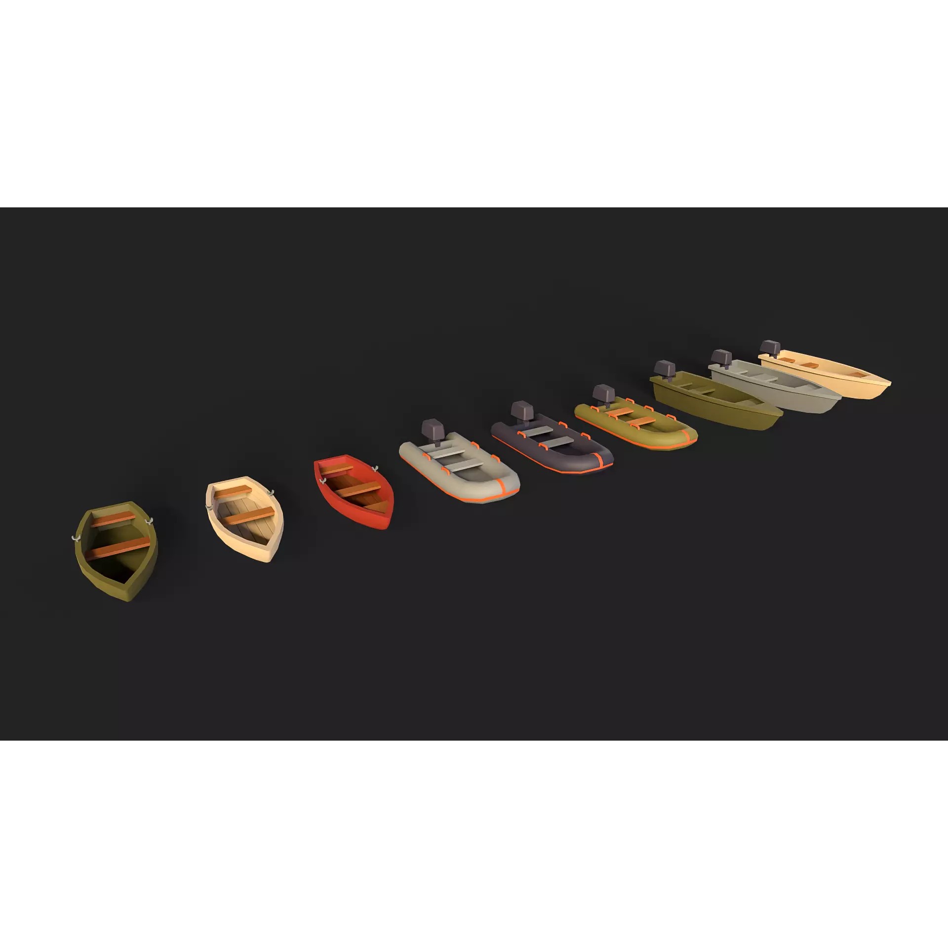 Stylized Watercraft Pack - Low-Poly Game-Ready 3D Model - View 8