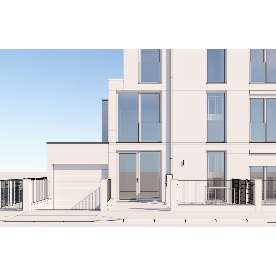 Modern Apartment Building 3D Model – Minimalist Design, PBR Textures - View 12