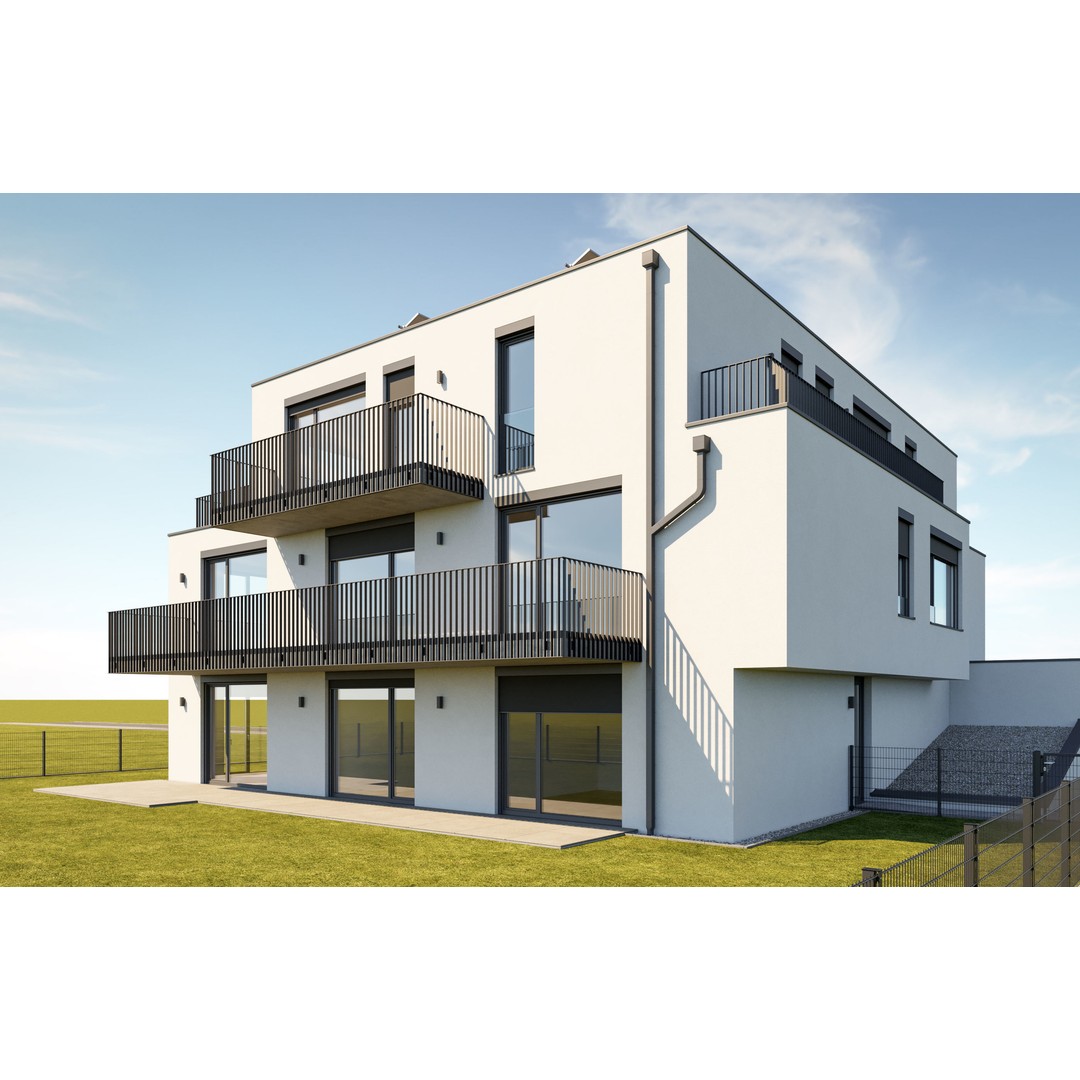 Modern Apartment Building 3D Model – Minimalist Design, PBR Textures - View 15