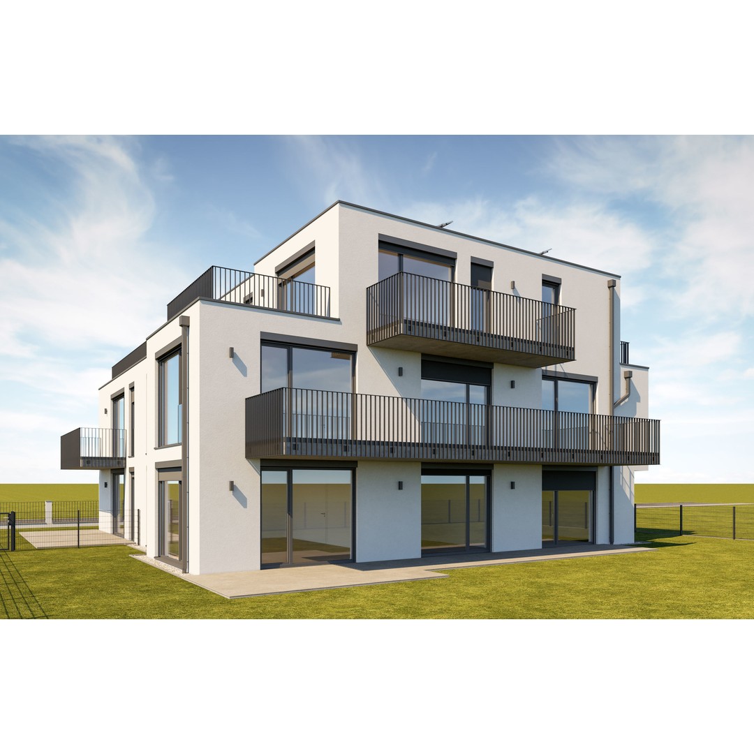 Modern Apartment Building 3D Model – Minimalist Design, PBR Textures - View 17