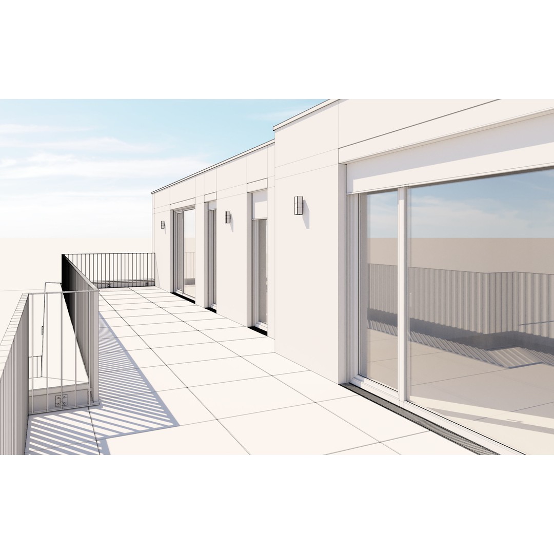Modern Apartment Building 3D Model – Minimalist Design, PBR Textures - View 22