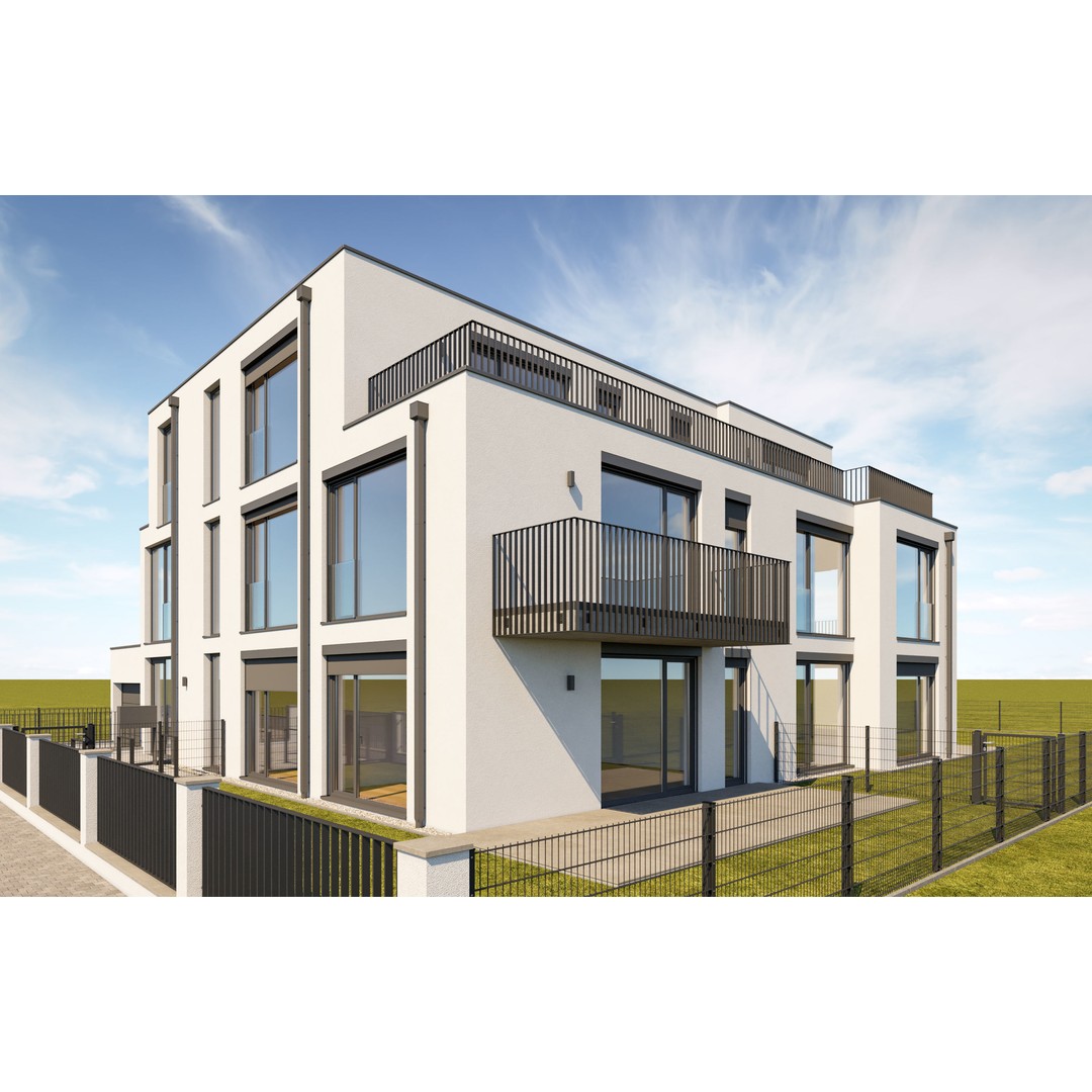 Modern Apartment Building 3D Model – Minimalist Design, PBR Textures - View 23