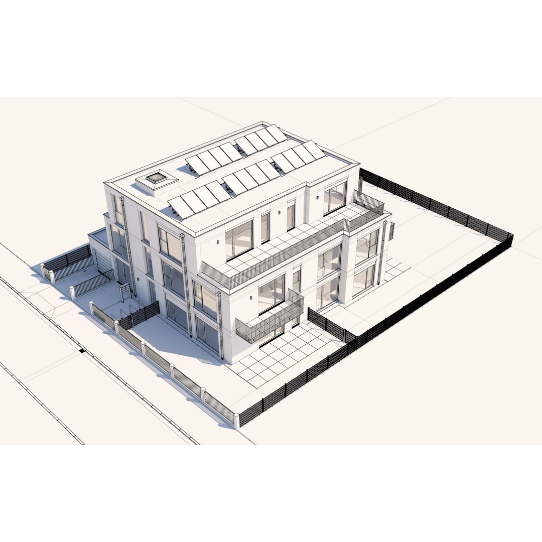 Modern Apartment Building 3D Model – Minimalist Design, PBR Textures - View 26