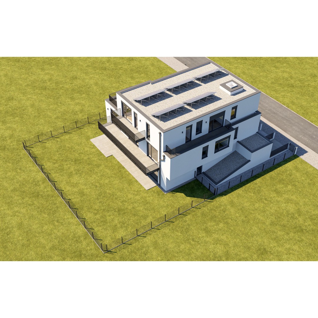 Modern Apartment Building 3D Model – Minimalist Design, PBR Textures - View 27