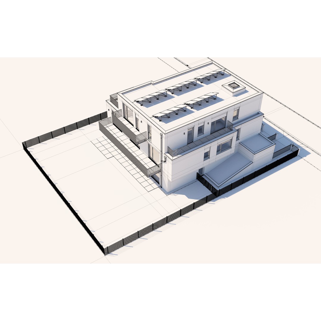 Modern Apartment Building 3D Model – Minimalist Design, PBR Textures - View 28