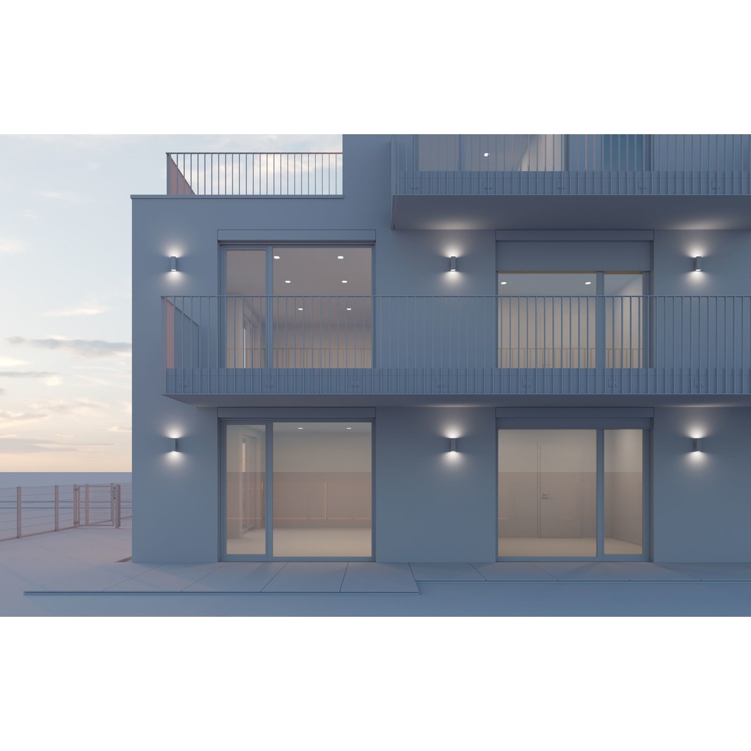 Modern Apartment Building 3D Model – Minimalist Design, PBR Textures - View 30