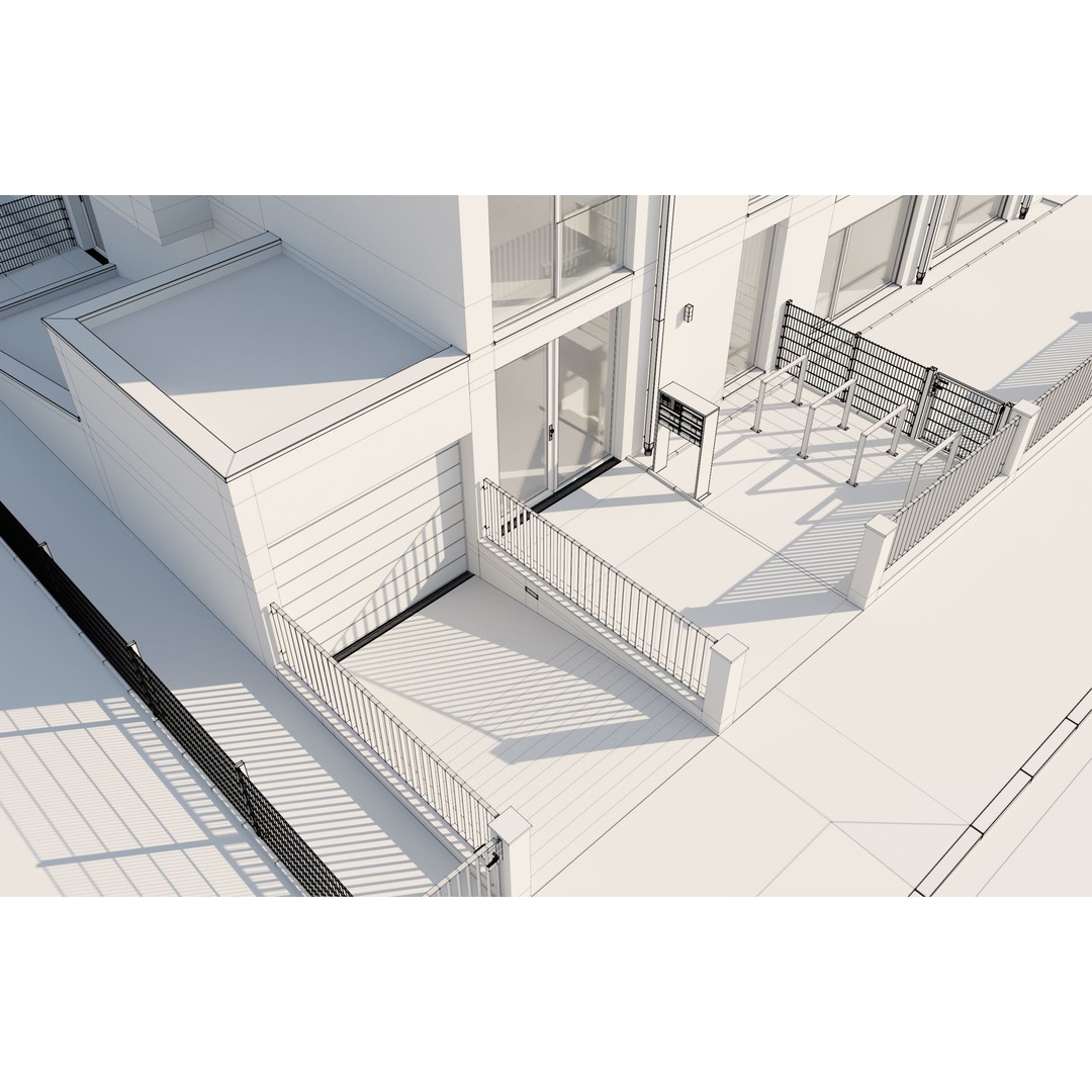 Modern Apartment Building 3D Model – Minimalist Design, PBR Textures - View 34