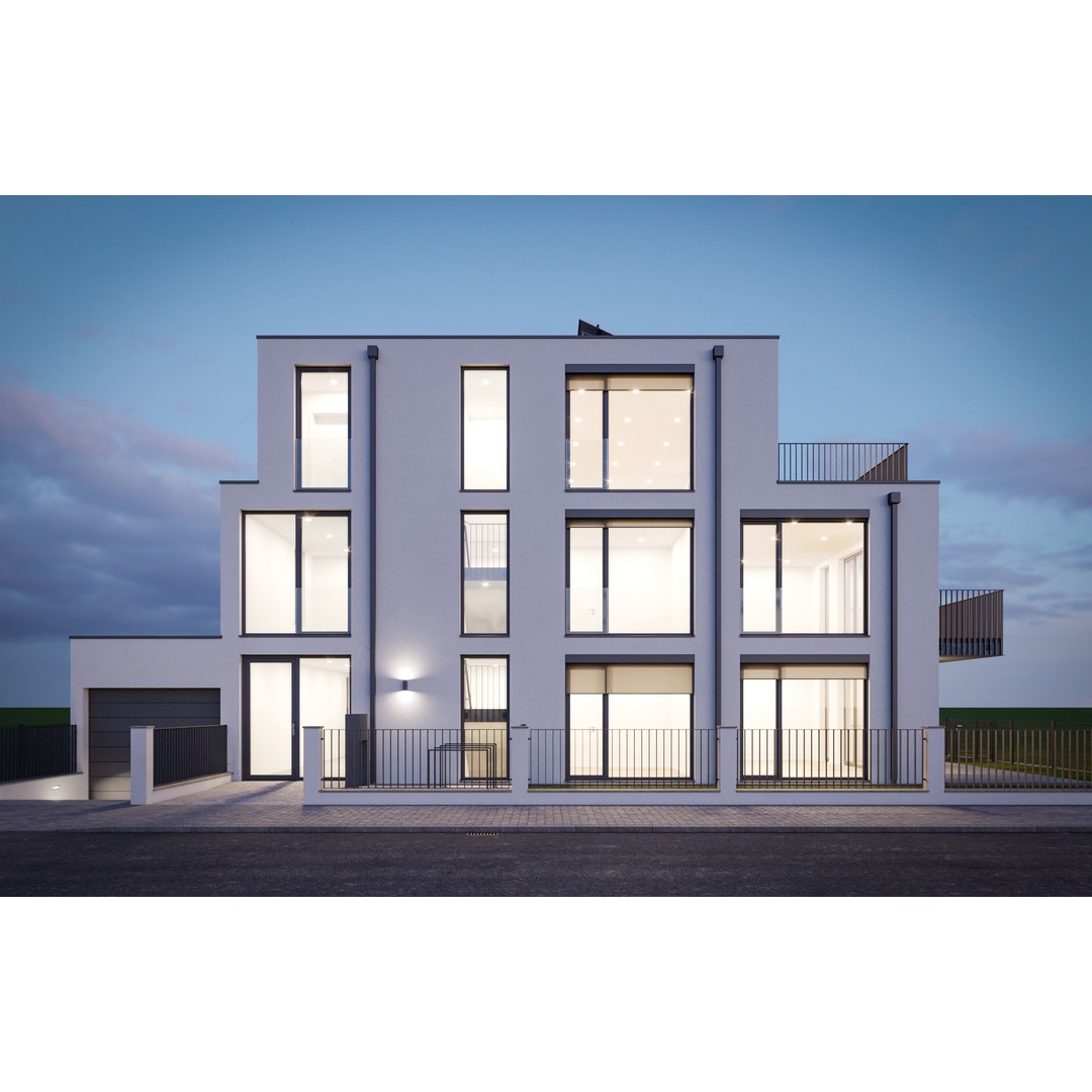 Modern Apartment Building 3D Model – Minimalist Design, PBR Textures - View 5
