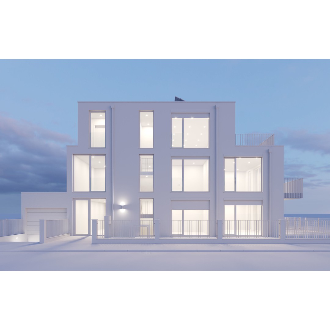 Modern Apartment Building 3D Model – Minimalist Design, PBR Textures - View 6