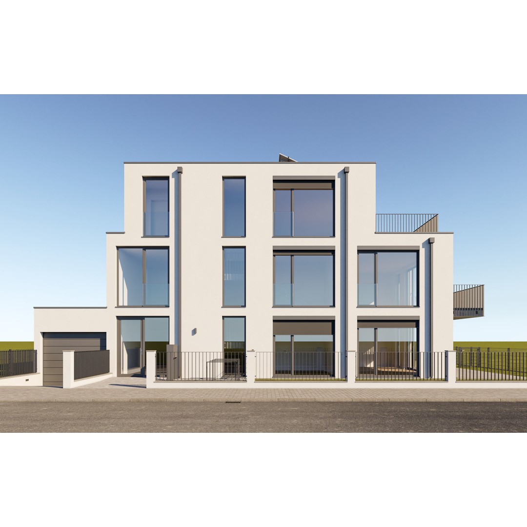 Modern Apartment Building 3D Model – Minimalist Design, PBR Textures - View 7
