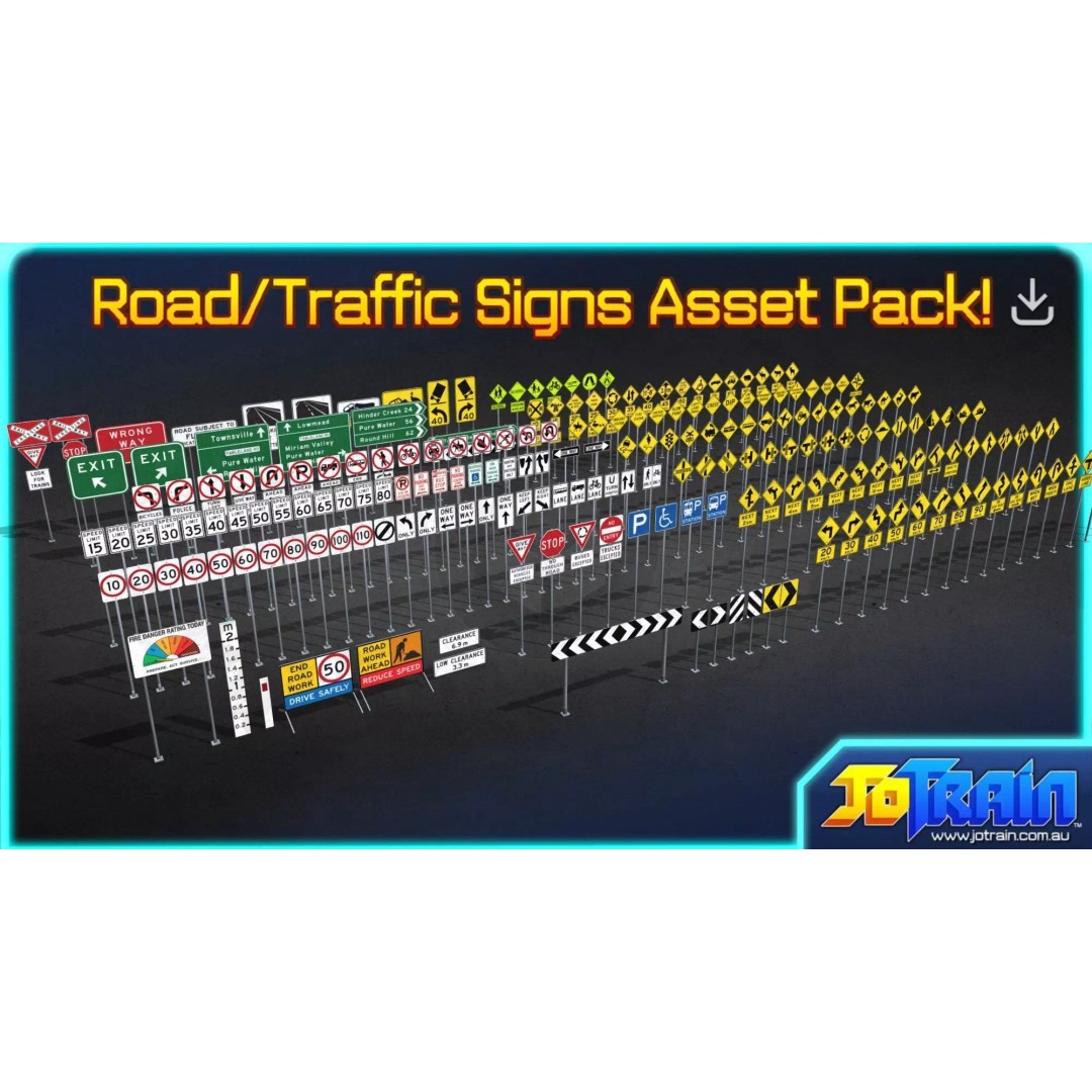 Road Signs Asset Pack 3D Model – Low Poly PBR Textured Game Asset, FBX - View 3