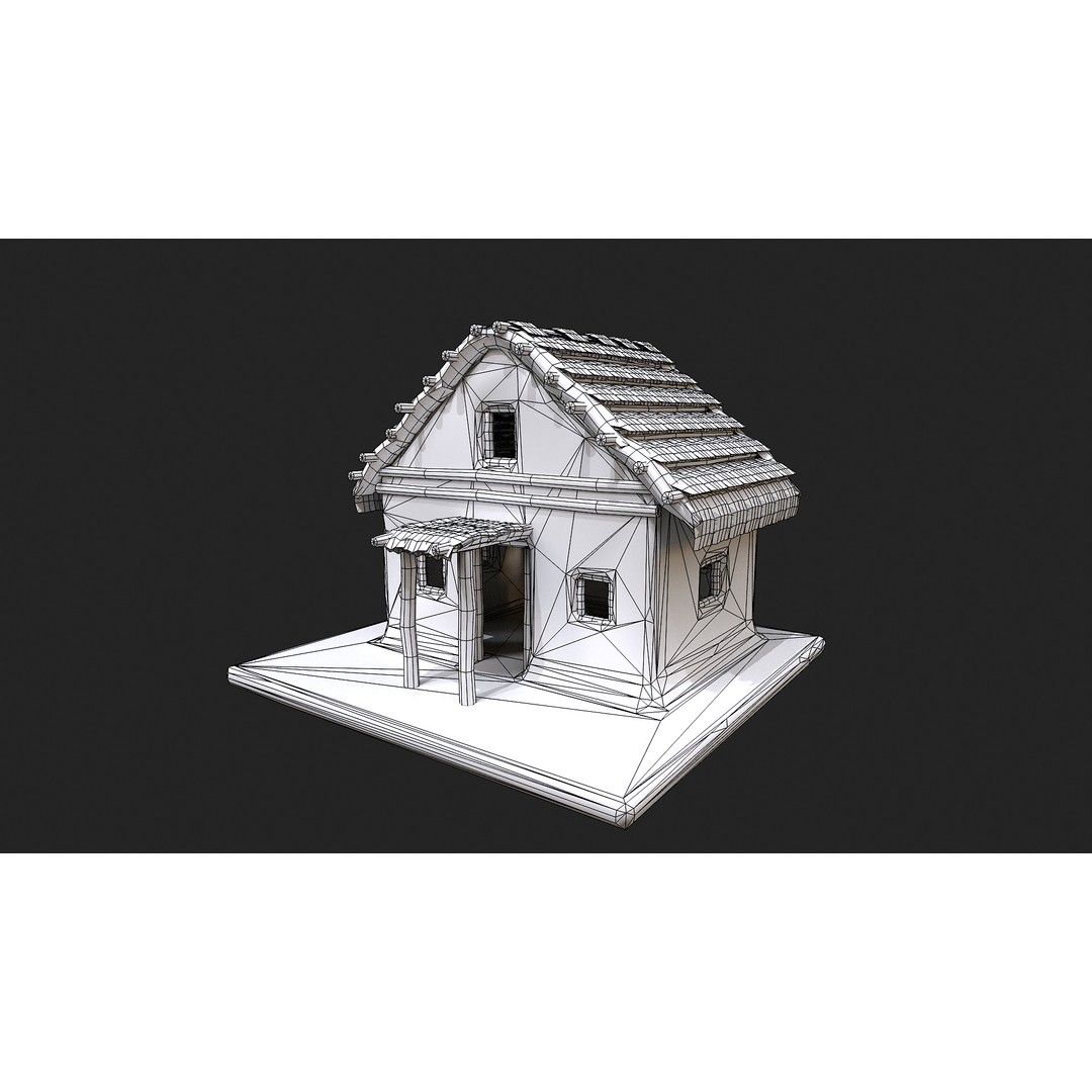 Primitive Houses 3D Model – Low Poly PBR Game Asset, FBX, OBJ - View 26