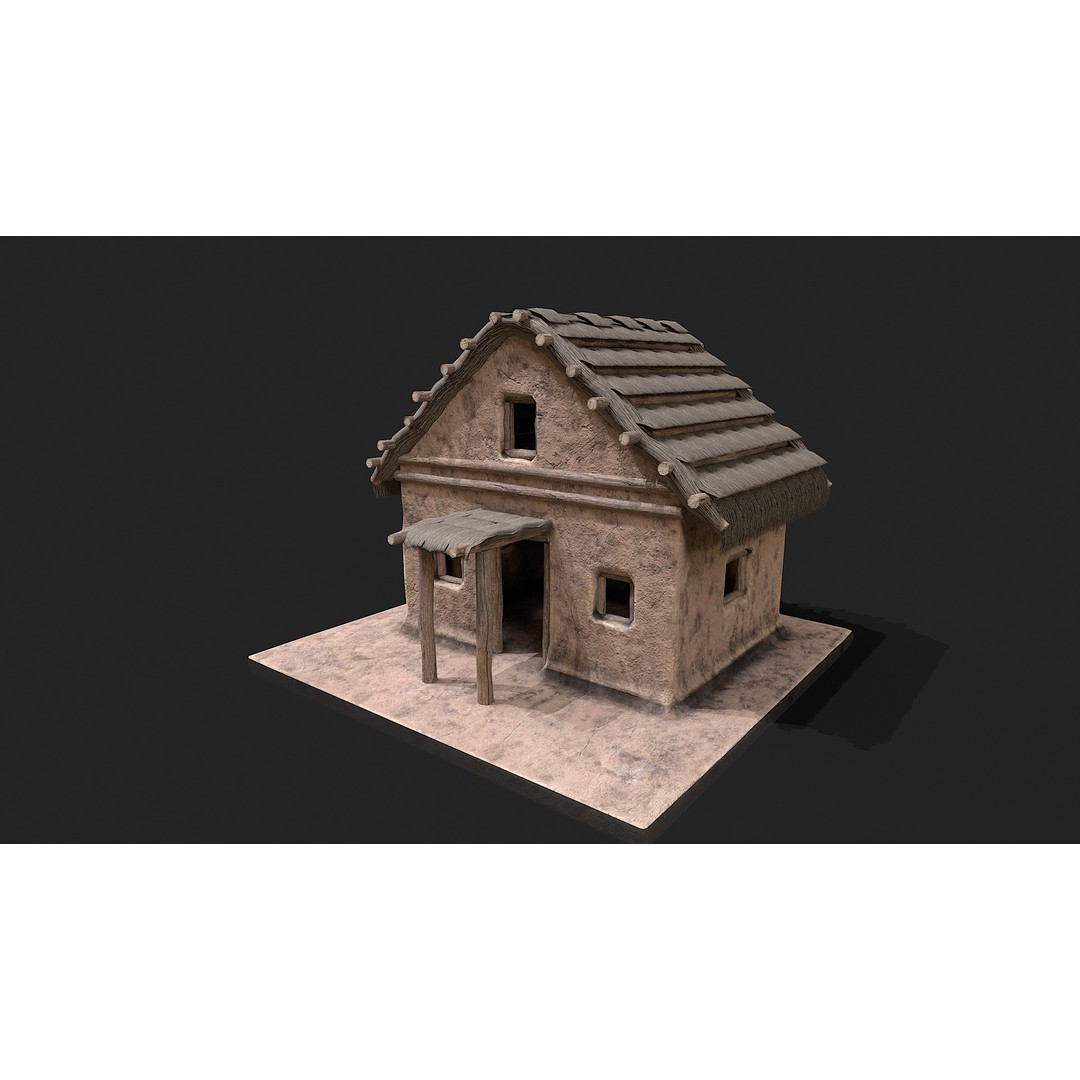 Primitive Houses 3D Model – Low Poly PBR Game Asset, FBX, OBJ - View 29