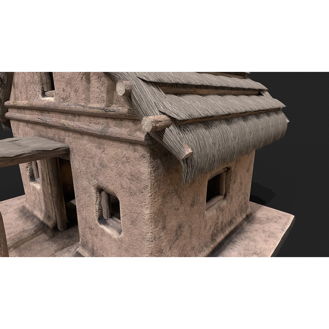 Primitive Houses 3D Model – Low Poly PBR Game Asset, FBX, OBJ - View 35