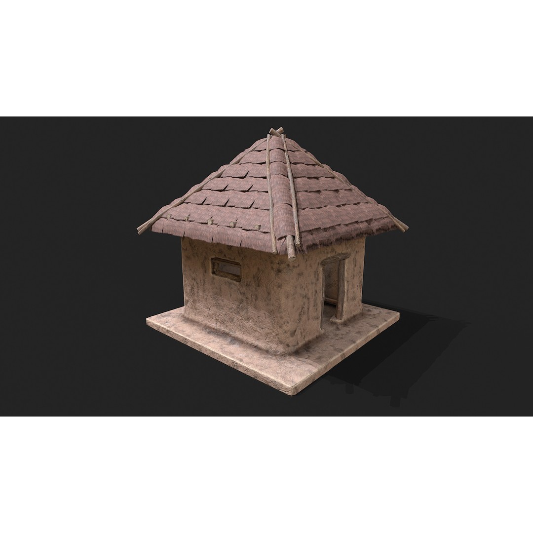 Primitive Houses 3D Model – Low Poly PBR Game Asset, FBX, OBJ - View 36