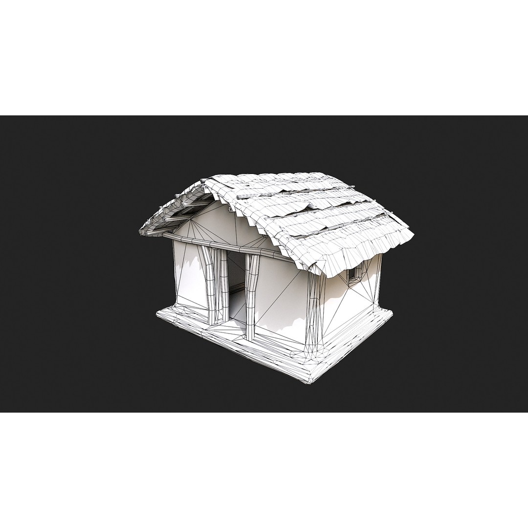 Primitive Houses 3D Model – Low Poly PBR Game Asset, FBX, OBJ - View 7