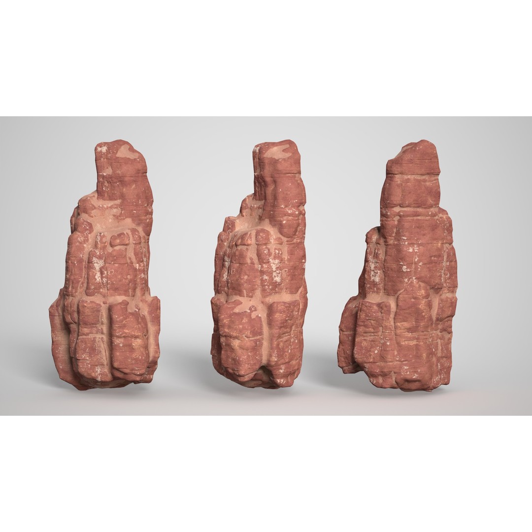 Sandstone Columns 3D Model – Low Poly Desert Landscape, FBX, OBJ - View 10