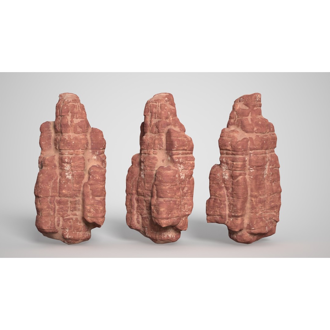 Sandstone Columns 3D Model – Low Poly Desert Landscape, FBX, OBJ - View 11