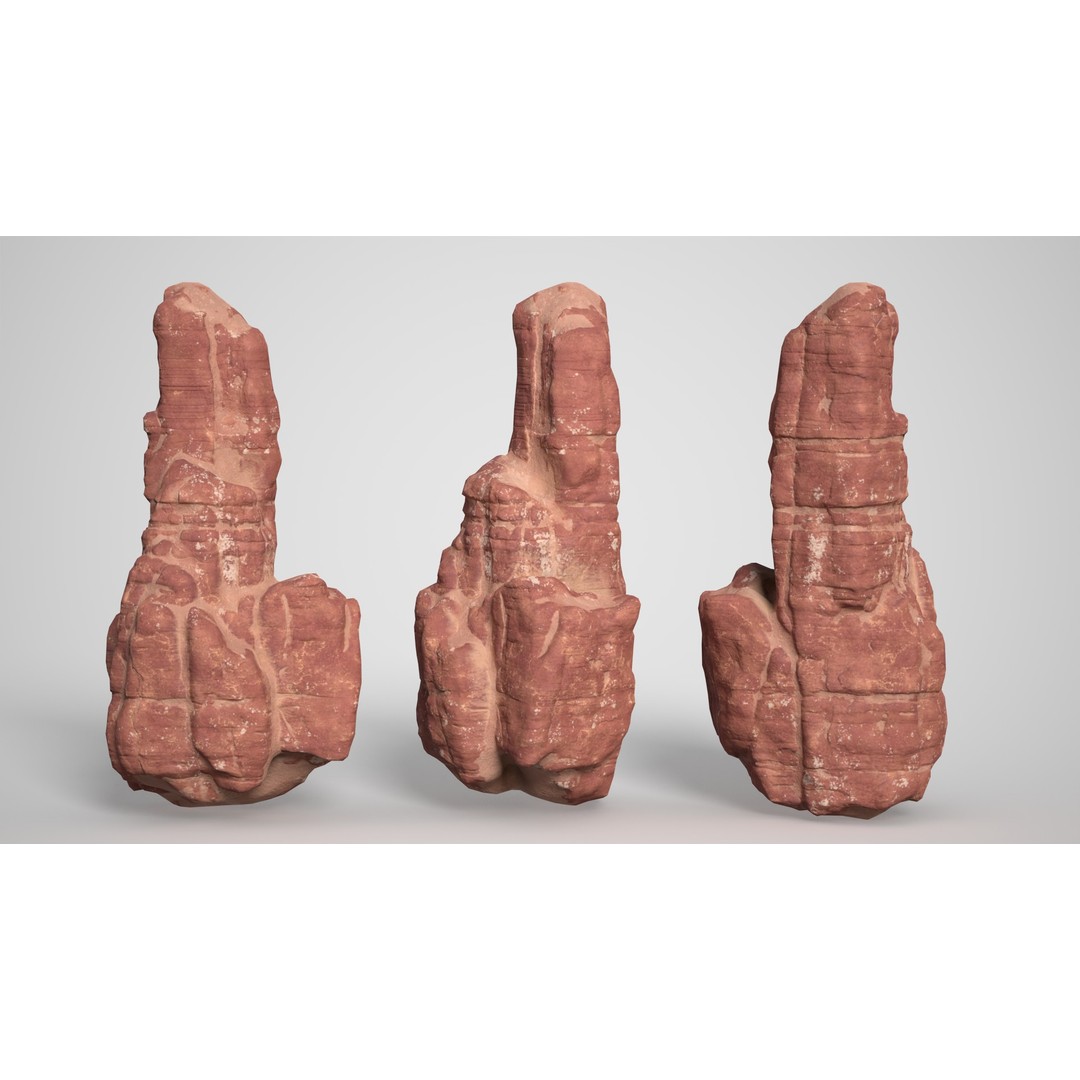 Sandstone Columns 3D Model – Low Poly Desert Landscape, FBX, OBJ - View 12