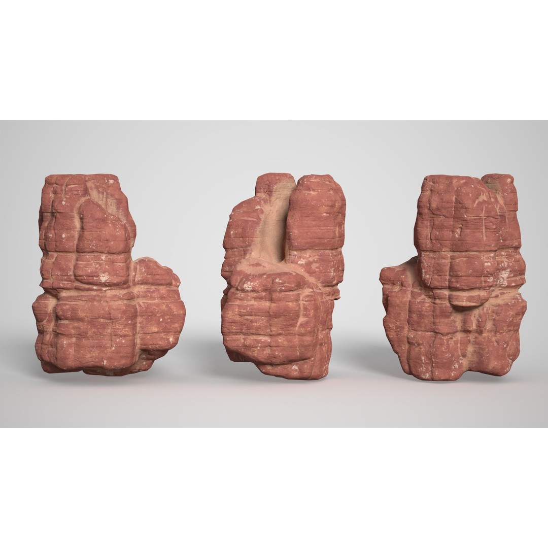 Sandstone Columns 3D Model – Low Poly Desert Landscape, FBX, OBJ - View 13