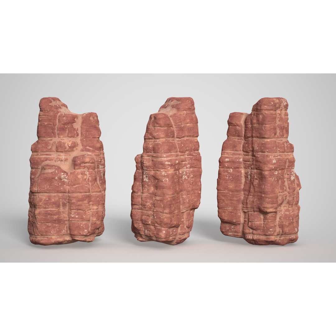 Sandstone Columns 3D Model – Low Poly Desert Landscape, FBX, OBJ - View 14