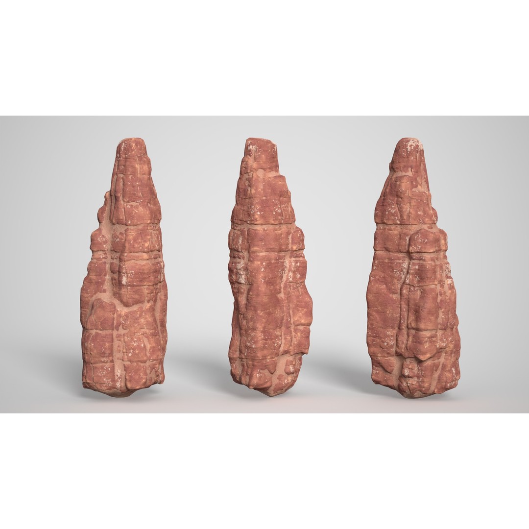 Sandstone Columns 3D Model – Low Poly Desert Landscape, FBX, OBJ - View 15