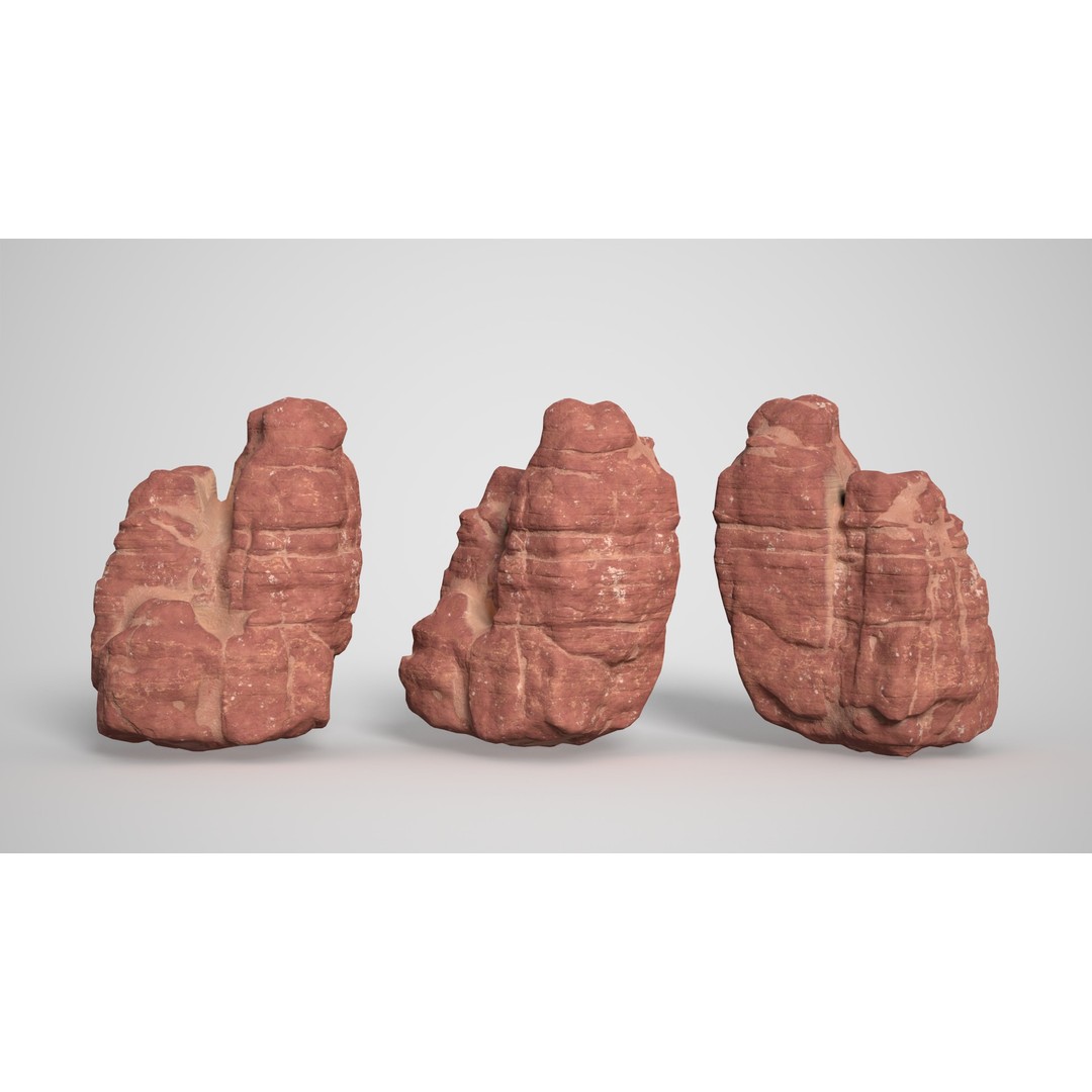 Sandstone Columns 3D Model – Low Poly Desert Landscape, FBX, OBJ - View 17