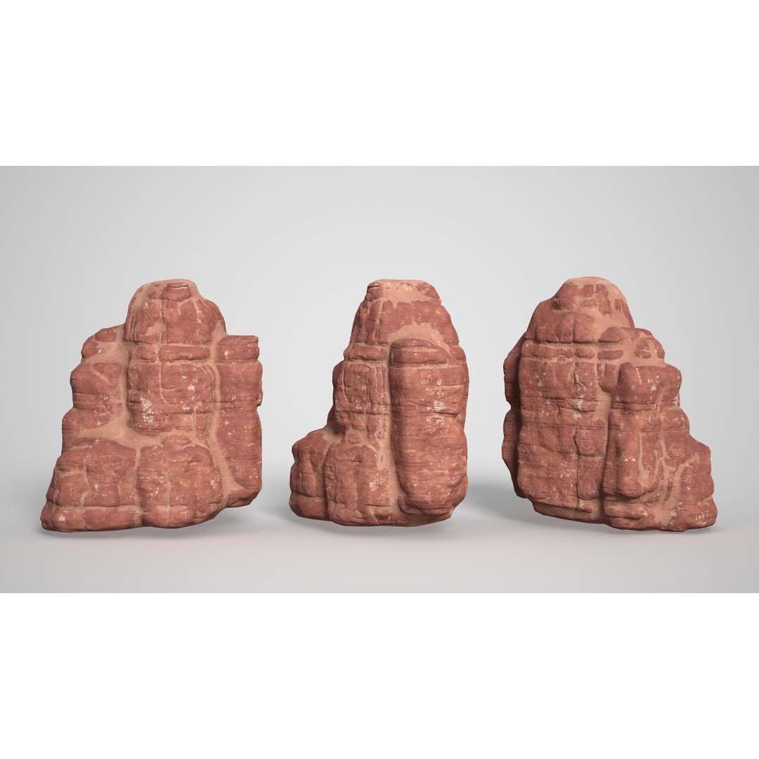 Sandstone Columns 3D Model – Low Poly Desert Landscape, FBX, OBJ - View 18