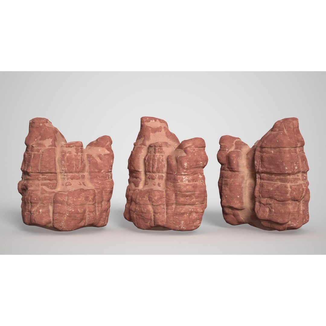 Sandstone Columns 3D Model – Low Poly Desert Landscape, FBX, OBJ - View 19