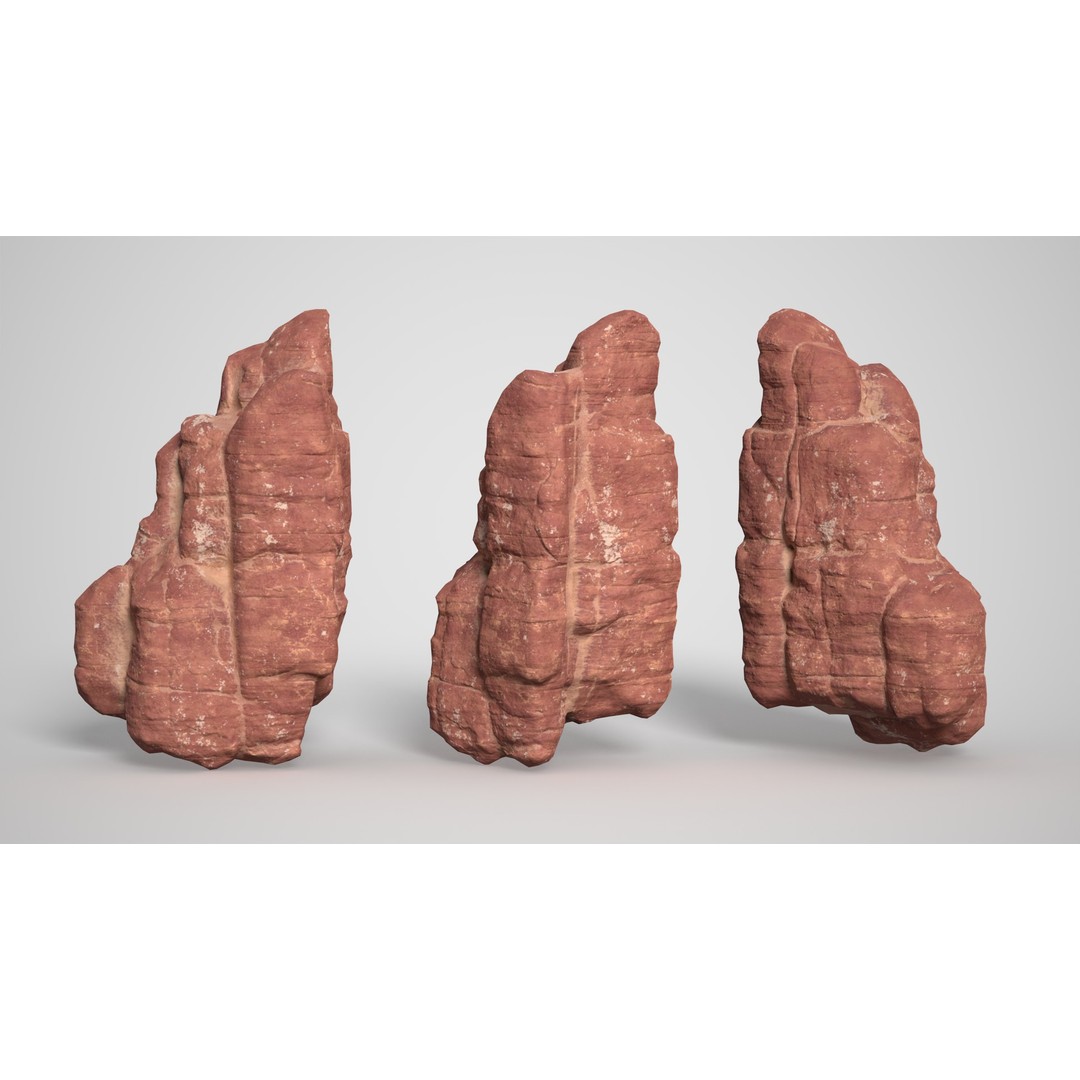 Sandstone Columns 3D Model – Low Poly Desert Landscape, FBX, OBJ - View 4