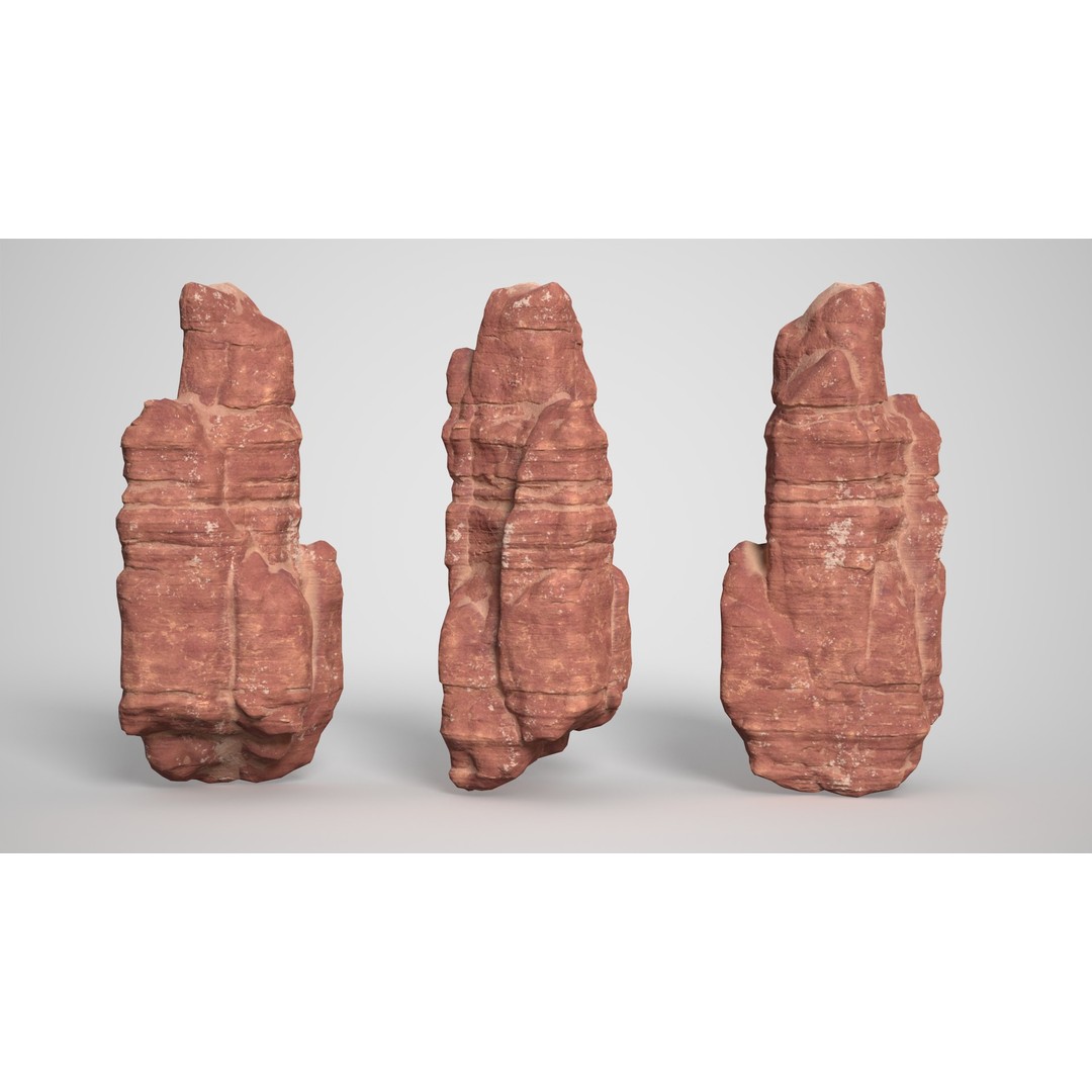 Sandstone Columns 3D Model – Low Poly Desert Landscape, FBX, OBJ - View 5