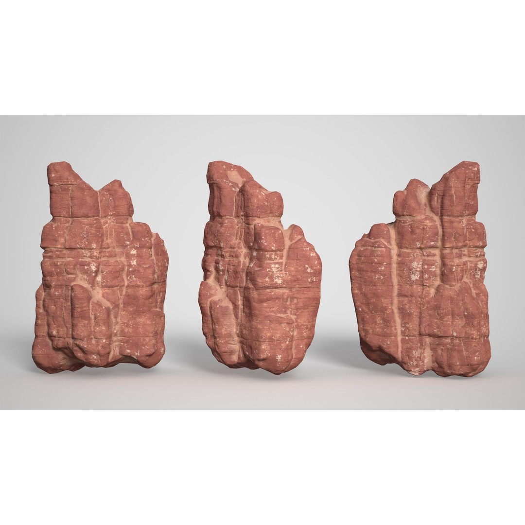 Sandstone Columns 3D Model – Low Poly Desert Landscape, FBX, OBJ - View 8