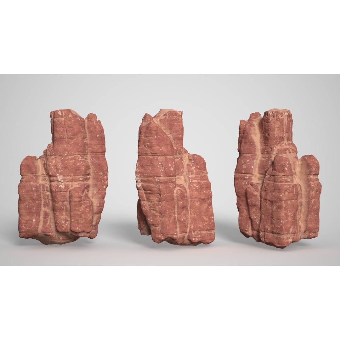 Sandstone Columns 3D Model – Low Poly Desert Landscape, FBX, OBJ - View 9