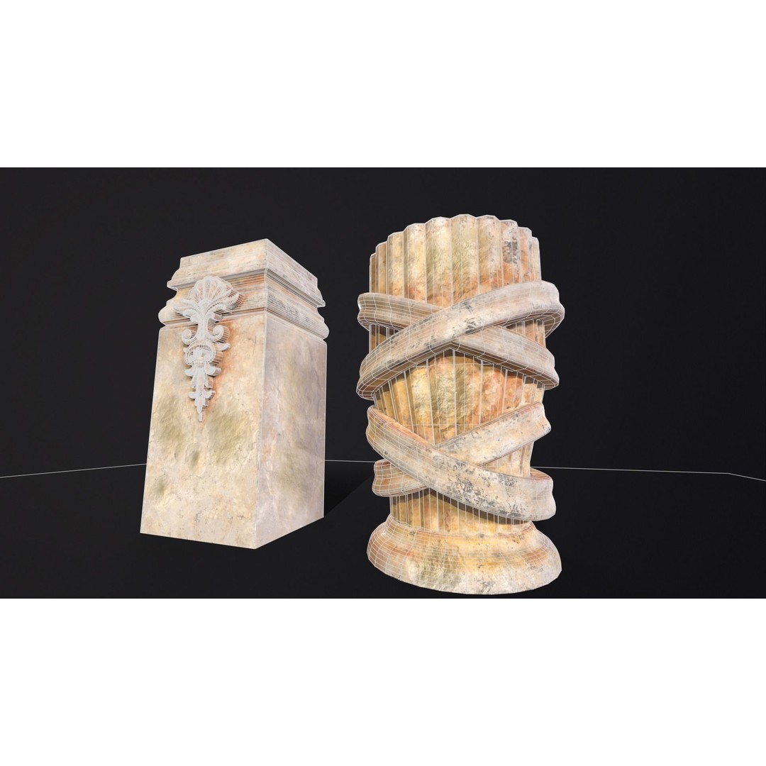 Marble Floral Garden Decoration 3D Model – Low Poly PBR Asset, FBX, OBJ - View 10