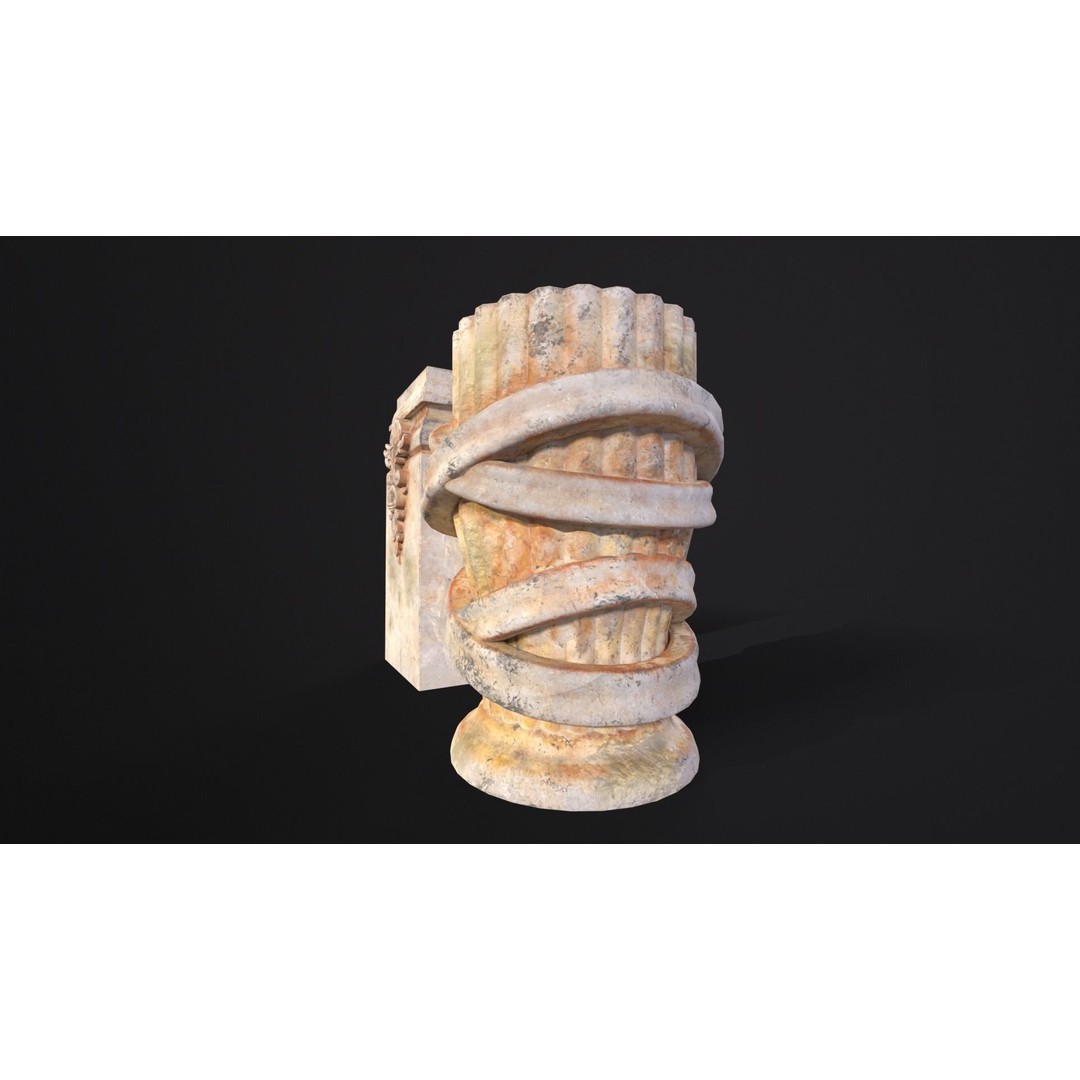 Marble Floral Garden Decoration 3D Model – Low Poly PBR Asset, FBX, OBJ - View 11