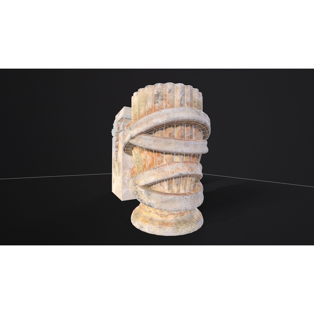Marble Floral Garden Decoration 3D Model – Low Poly PBR Asset, FBX, OBJ - View 12