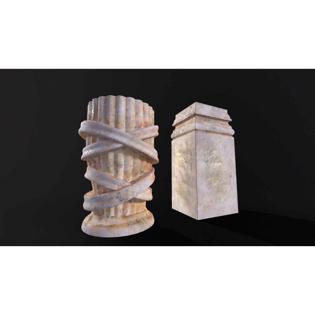Marble Floral Garden Decoration 3D Model – Low Poly PBR Asset, FBX, OBJ - View 15
