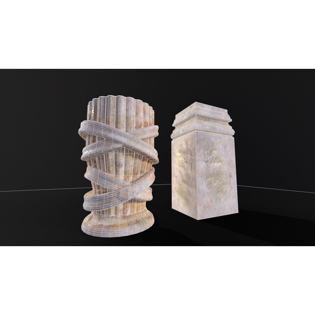 Marble Floral Garden Decoration 3D Model – Low Poly PBR Asset, FBX, OBJ - View 16
